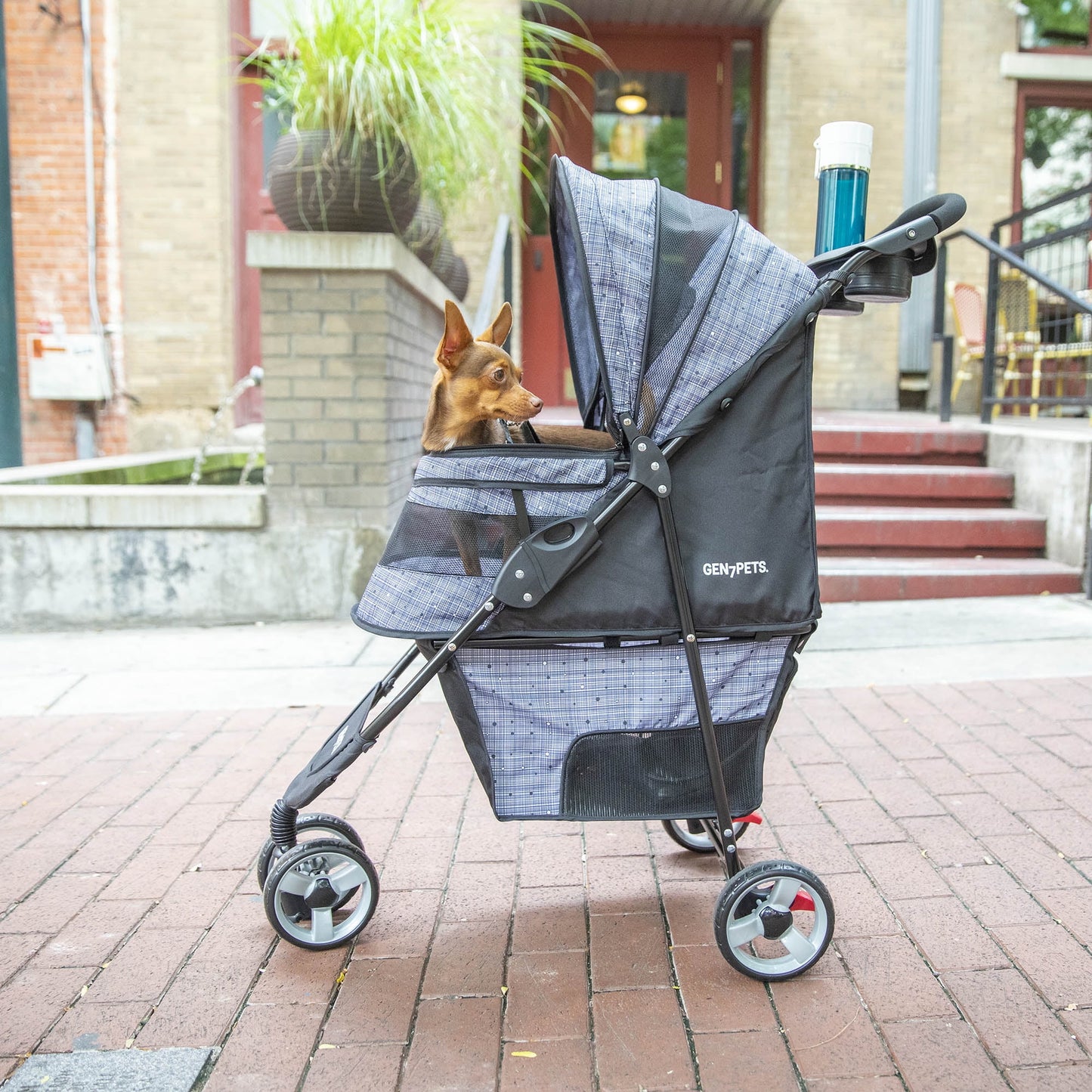 Promenade 4 Wheeled 35"L Pet Stroller for Dogs up to 50 Lb, Black Onyx, 20 Lb