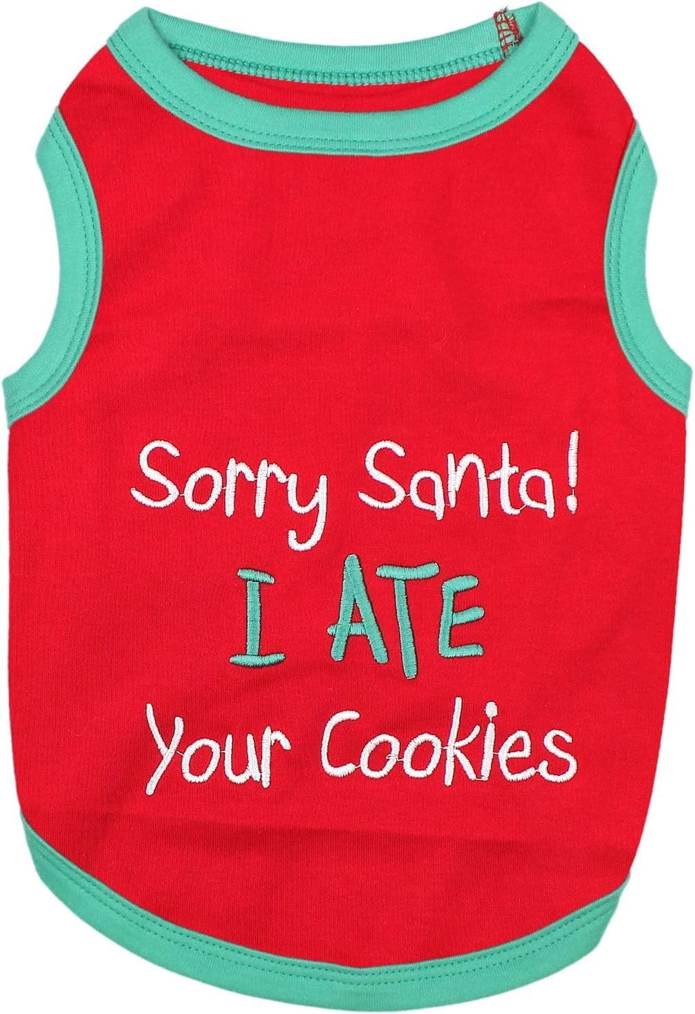 Funny Christmas Holiday Dog Cat Pet Shirts Tee Tanks - Naughty or Nice, Santa Outfit, Elf Size, Santa'S Helper, Sorry Santa I Ate Your Cookies (Sorry Santa I Ate Your Cookies, XL)