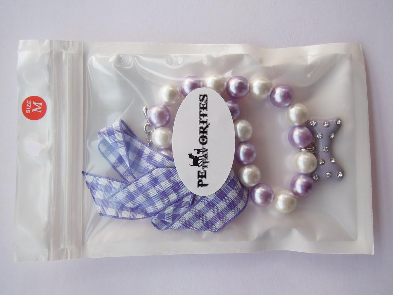 Fancy Diamond Dog Necklace Jewelry with Bling Pearls Rhinestones Bone Charm for Pets Cats Small Dogs Girl Teacup Chihuahua Yorkie Clothes Costume Outfits (Purple, 10-Inch)