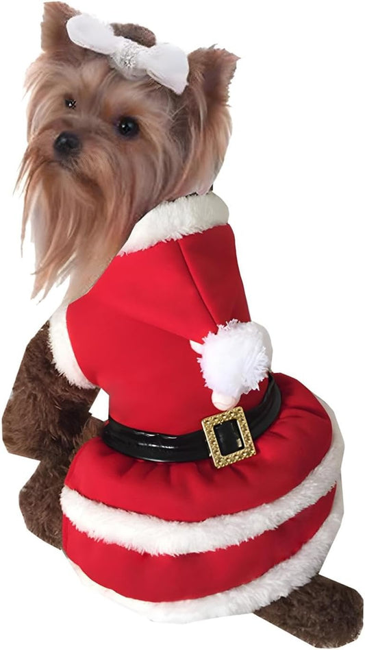 Dog Christmas Dresses Cat Xmax Suits Small Pet Haliday Outfits Winter Warm Clothes (Red, S)