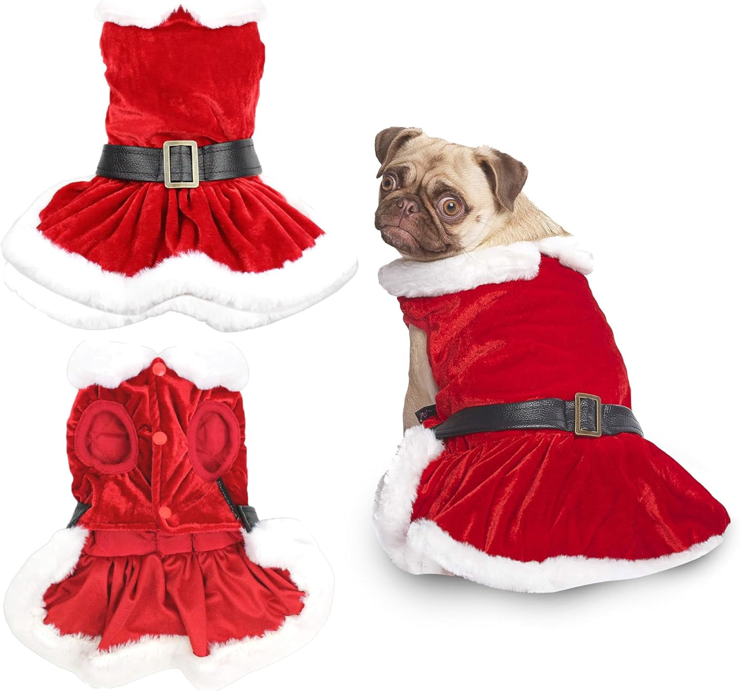 Dog Christmas Dress – Pet Xmas Dog Dress – Mrs. Santa Claus Dog Costume – Red Velvet Skirt Small Dog Dress – Winter Fall Dog Clothes - Holiday Christmas Outfit for Large Dogs Girl - 2XL