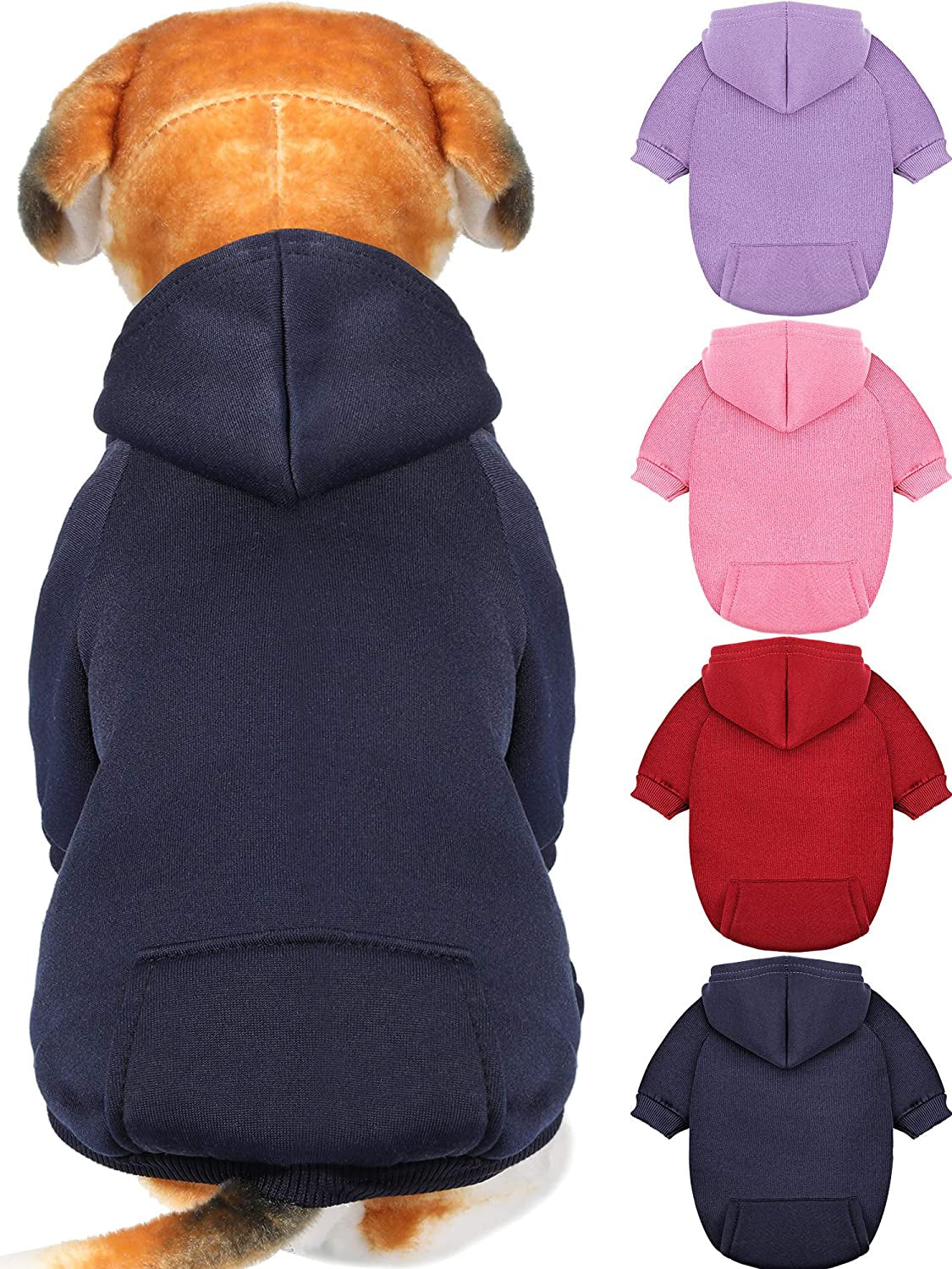 4-Piece Small Dog Sweater Set - Dog Hoodie Clothes with Hat for Small Dogs, Chihuahua, Winter Warm Hoodies & Coat Sweater Shirt(M)