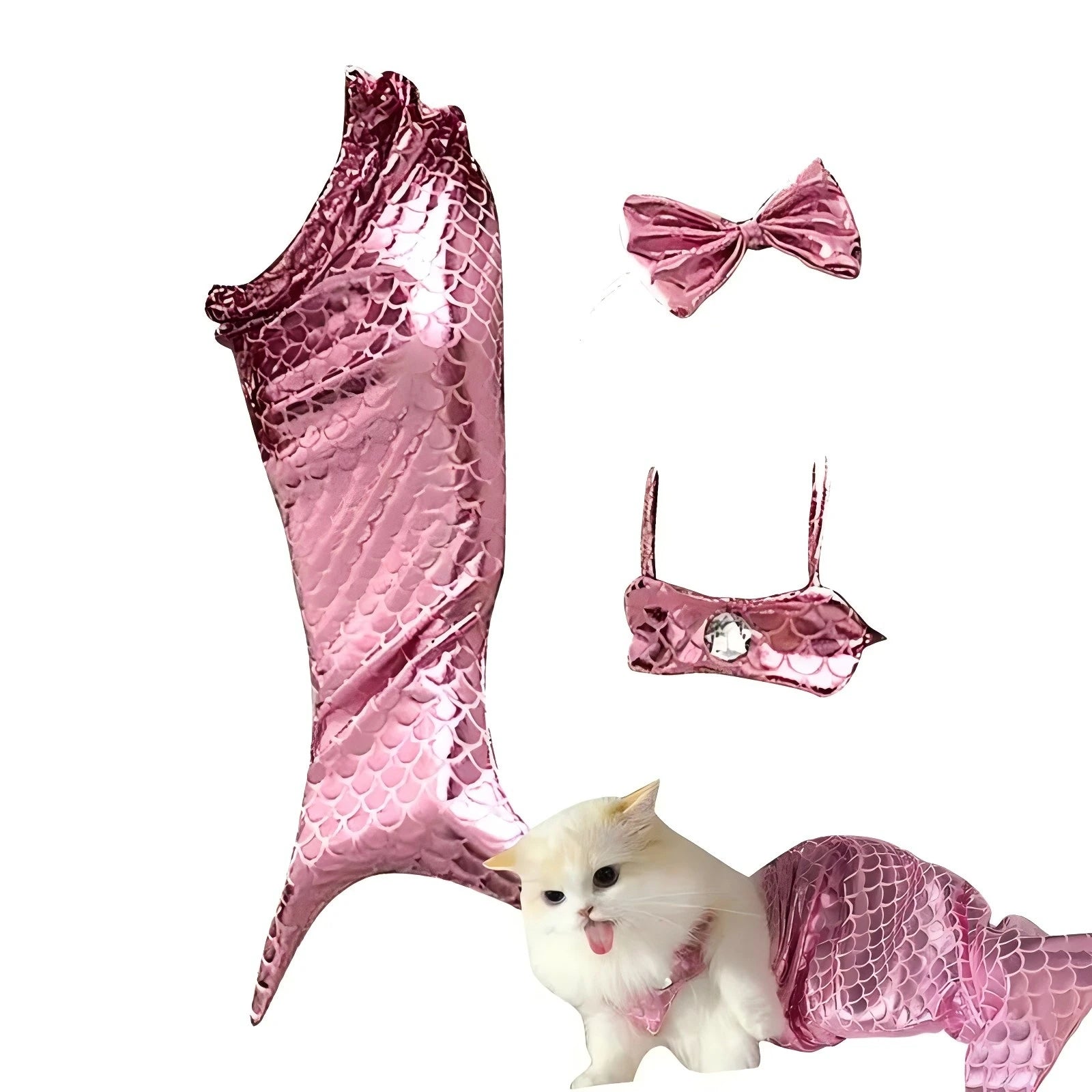 TONG Pet Cat Mermaid Pet Costume Dog Dresses Fish Tail Design Cute Bikini Dog Summer Pet Halloween Clothing Cat Mermaid Costume