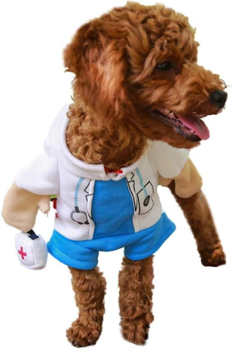 Dog Cat Doctor Costume Pet Doctor Clothing Halloween Cat Jeans Outfit Apparel for Halloween (L,Doctor)