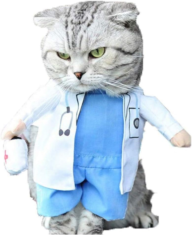 Dog Cat Doctor Costume Pet Doctor Clothing Halloween Cat Jeans Outfit Apparel for Halloween (L,Doctor)