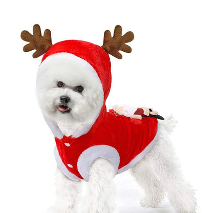 Santa Dog Costume Christmas Pet Clothes Winter Hoodie Coat Clothes Pet Clothing for Small Dogs & Cats Winter Coat Warm Clothes Christmas Holiday Apparel Outfit (XS)