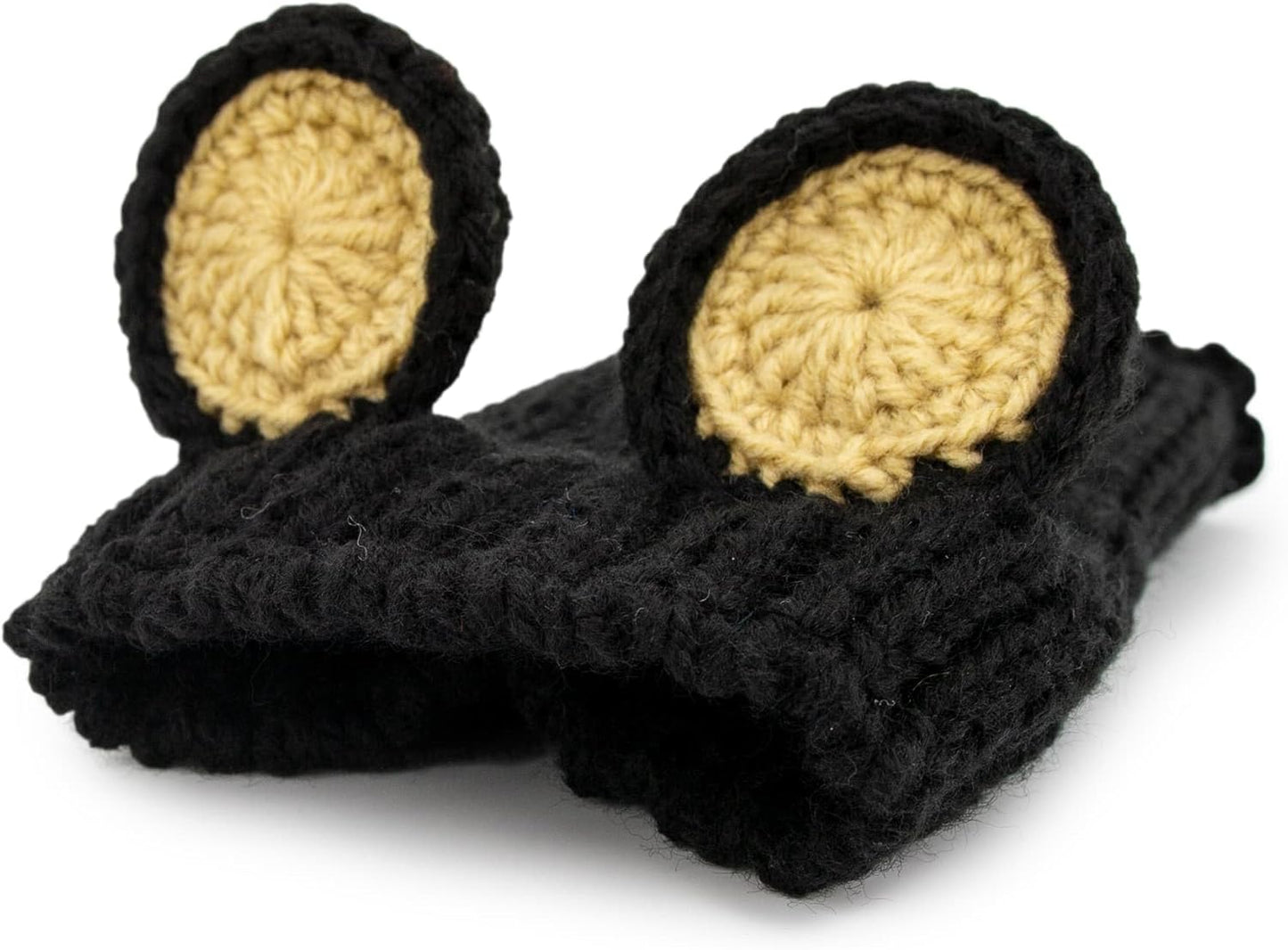 Black Bear Costume - Warm Knit Dog Snood Wrap for Pets, Neck Ear Cover Protection, Halloween Winter (Large)