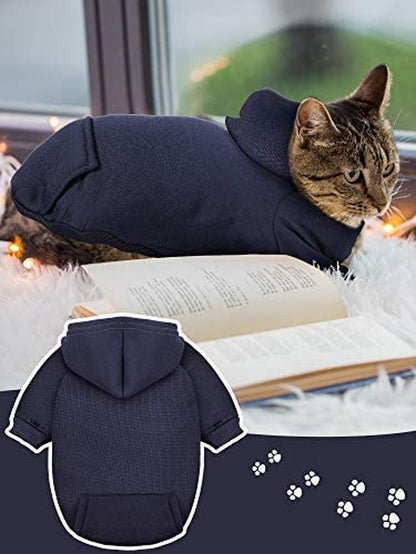 4-Piece Small Dog Sweater Set - Dog Hoodie Clothes with Hat for Small Dogs, Chihuahua, Winter Warm Hoodies & Coat Sweater Shirt(M)