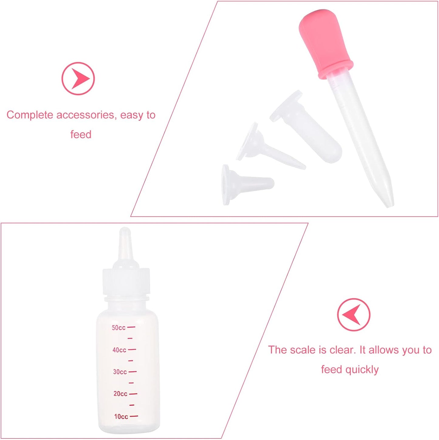 Pet Pacifier Bottle for Kitten Puppy 1 Set Feeding Dropper Safe Supplies for Newborn Pet Feeding
