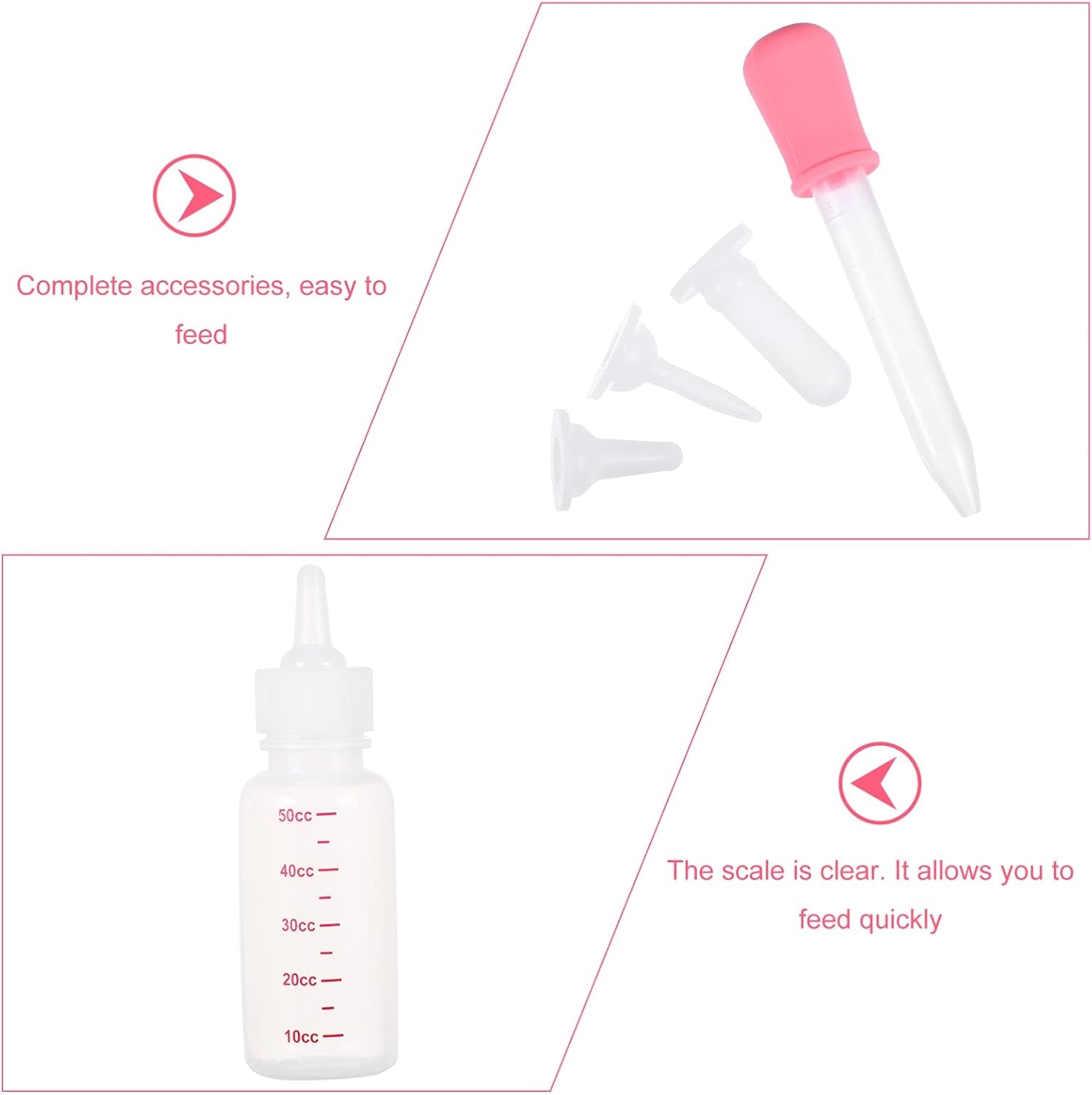 Pet Pacifier Bottle for Kitten Puppy 1 Set Feeding Dropper Safe Supplies for Newborn Pet Feeding