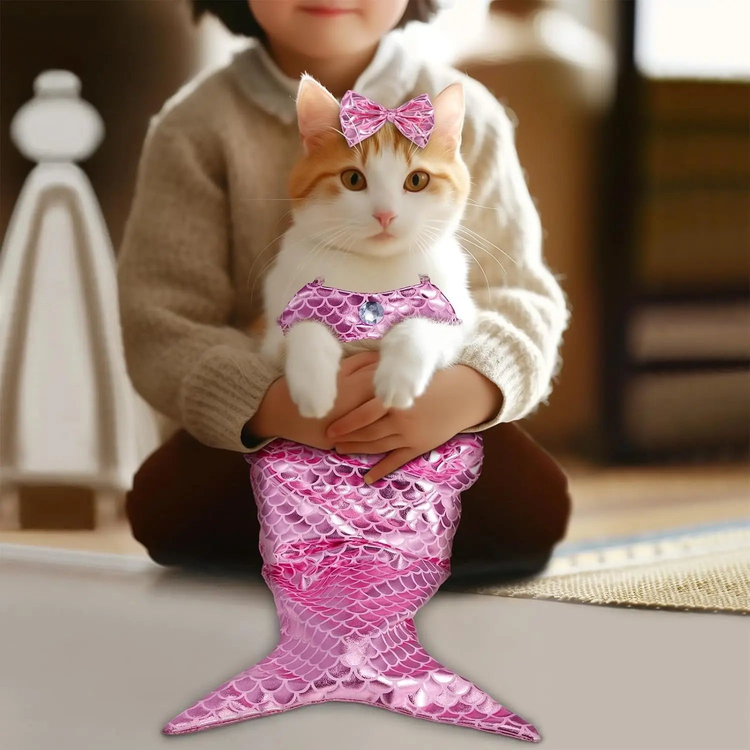 TONG Pet Cat Mermaid Pet Costume Dog Dresses Fish Tail Design Cute Bikini Dog Summer Pet Halloween Clothing Cat Mermaid Costume