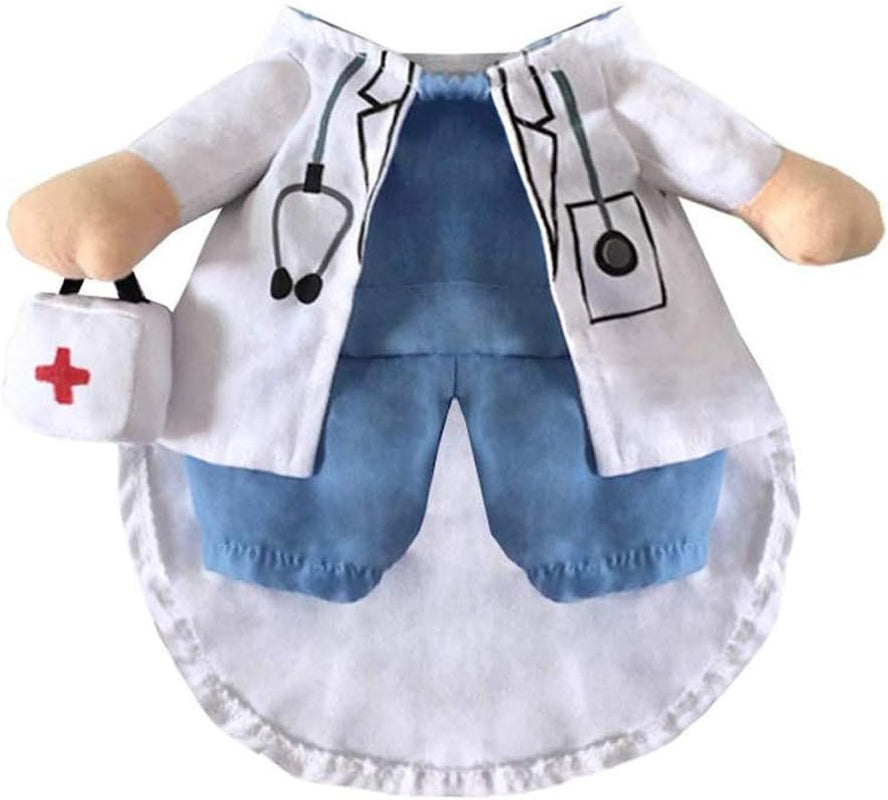 Dog Cat Doctor Costume Pet Doctor Clothing Halloween Cat Jeans Outfit Apparel for Halloween (L,Doctor)