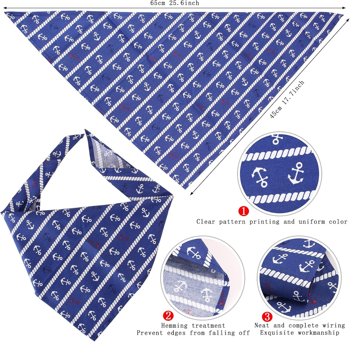 Pet Captain Sailors Costume Set Dog Cat Sea Captain Hat with Pet Anchor Triangle Bibs Scarf for Cat Puppy Navy Halloween Cosplay Costume Accessories Photo Props (White-A)