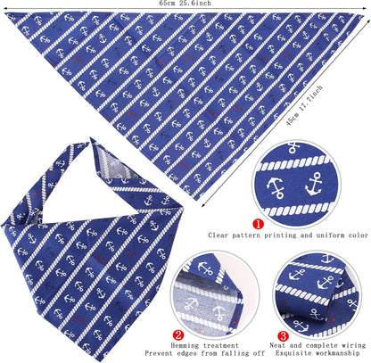 Pet Captain Sailors Costume Set Dog Cat Sea Captain Hat with Pet Anchor Triangle Bibs Scarf for Cat Puppy Navy Halloween Cosplay Costume Accessories Photo Props (White-A)