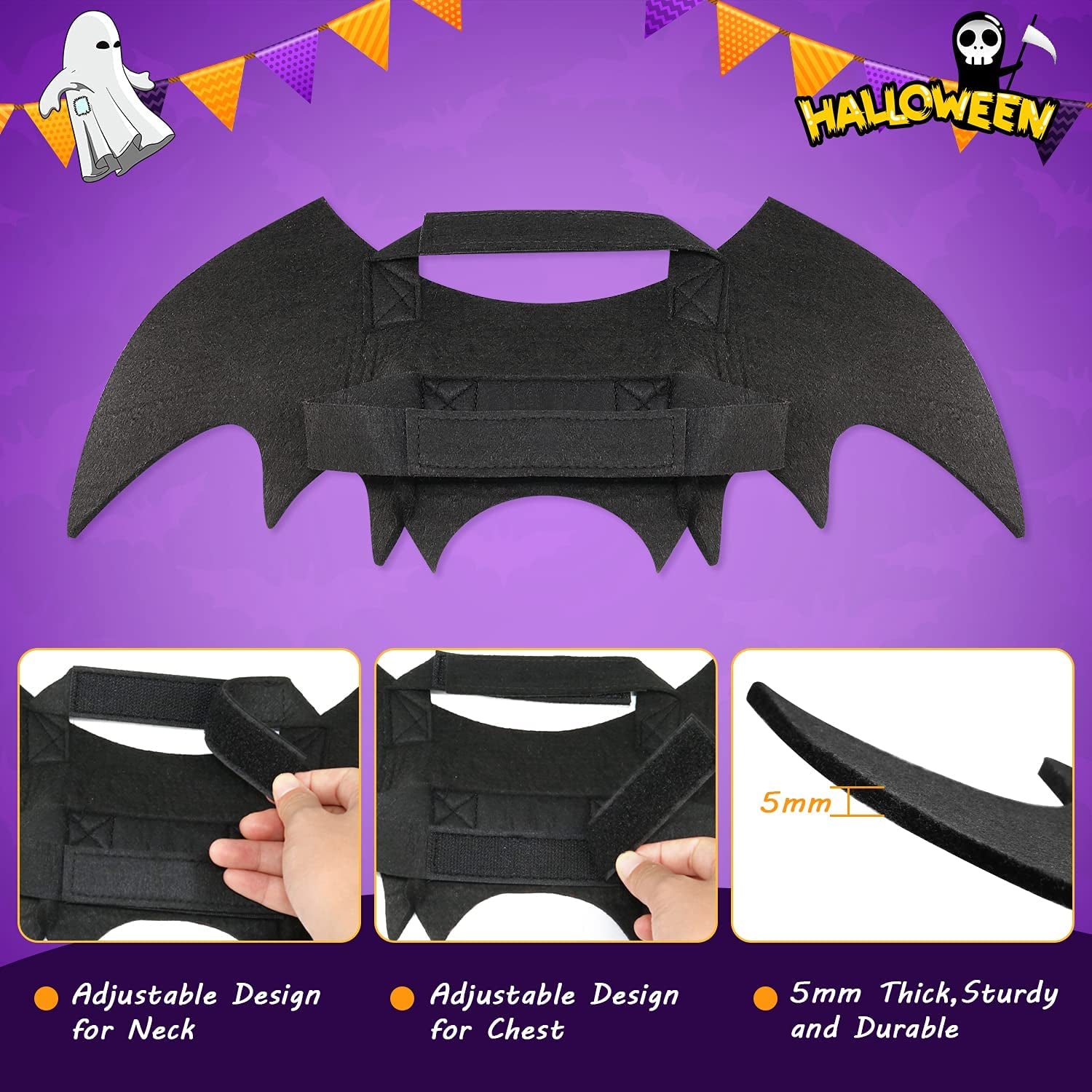 Dog Bat Costume - Halloween Pet Costume Bat Wings Cosplay Dog Costume Cat Costumes for Party L