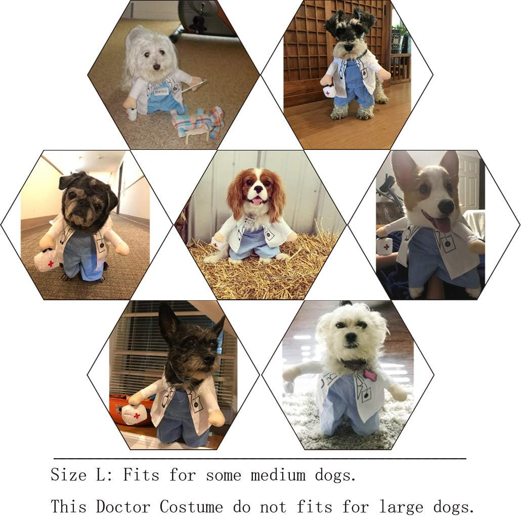 Dog Cat Doctor Costume Pet Doctor Clothing Halloween Cat Jeans Outfit Apparel for Halloween (L,Doctor)