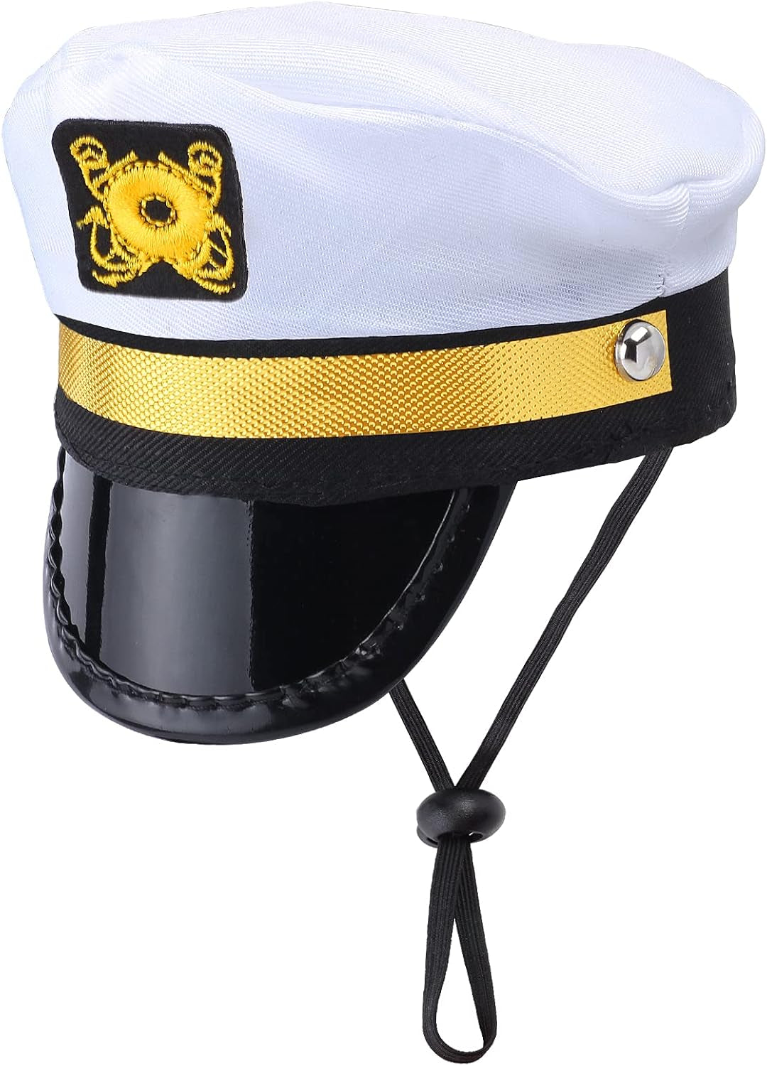 Pet Captain Sailors Costume Set Dog Cat Sea Captain Hat with Pet Anchor Triangle Bibs Scarf for Cat Puppy Navy Halloween Cosplay Costume Accessories Photo Props (White-A)