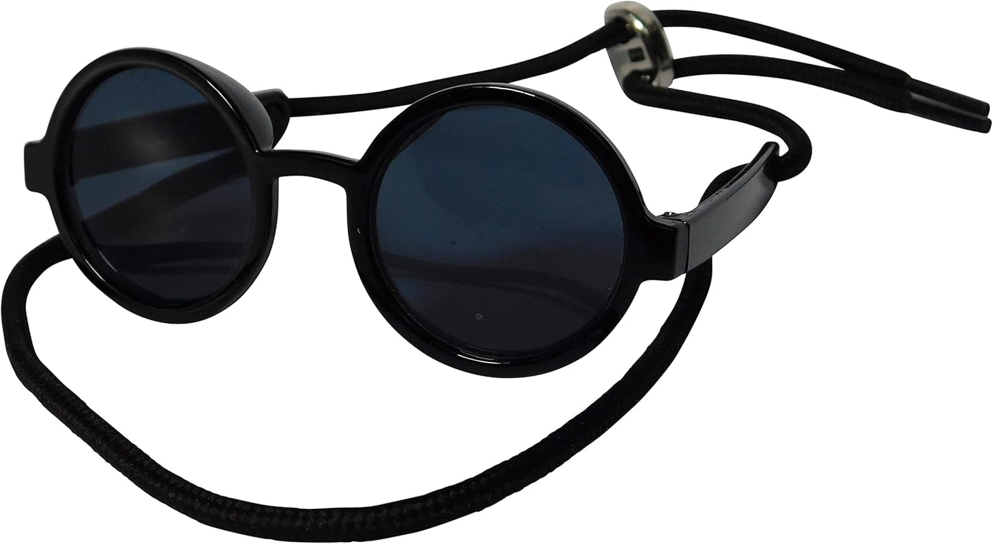 G016 Small Breed Dog up to 15Lbs Pet Cat round Tiny Sunglasses (Black)