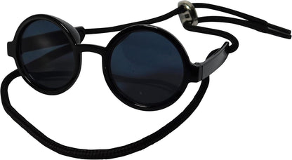 G016 Small Breed Dog up to 15Lbs Pet Cat round Tiny Sunglasses (Black)