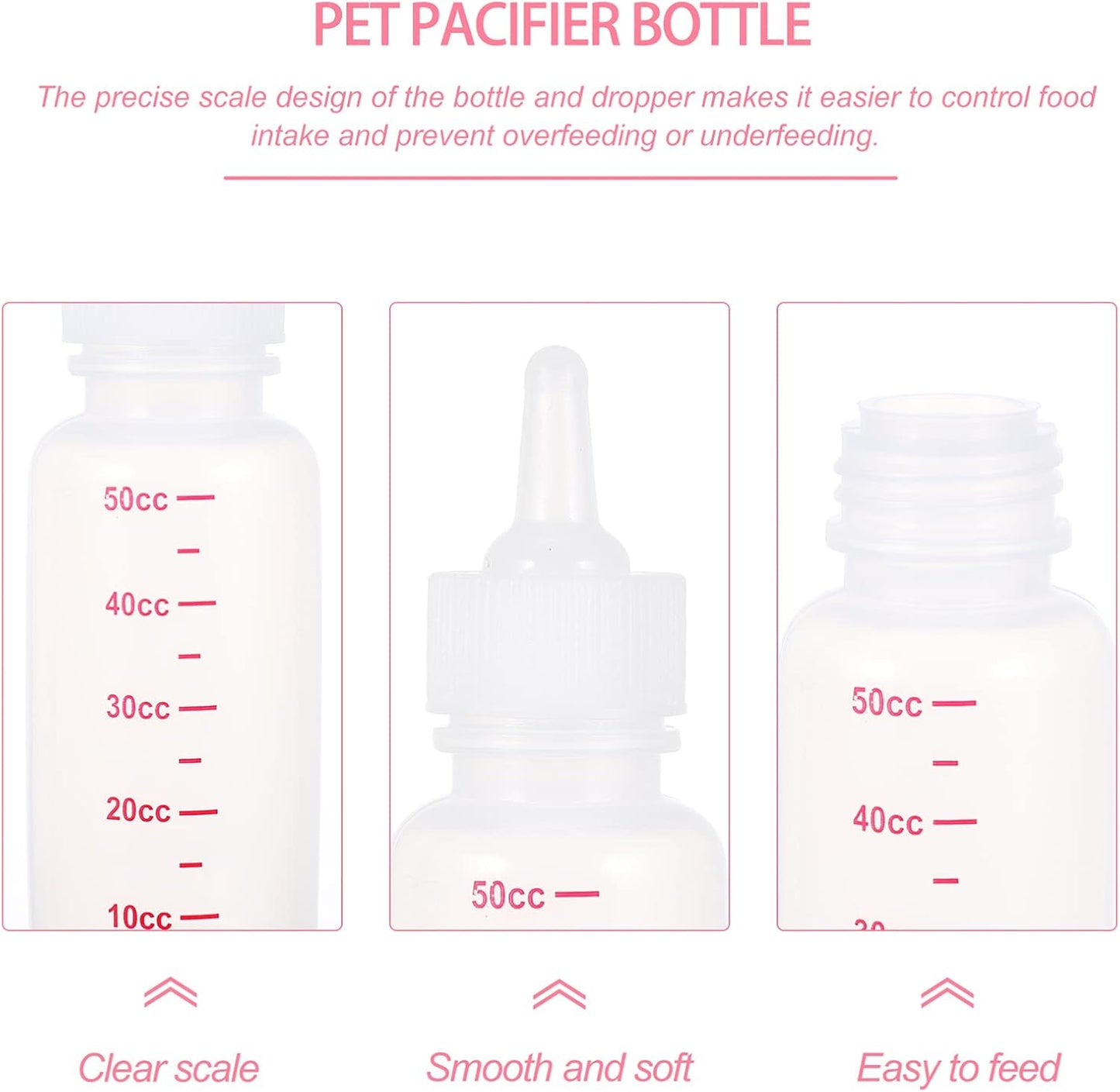 Pet Pacifier Bottle for Kitten Puppy 1 Set Feeding Dropper Safe Supplies for Newborn Pet Feeding