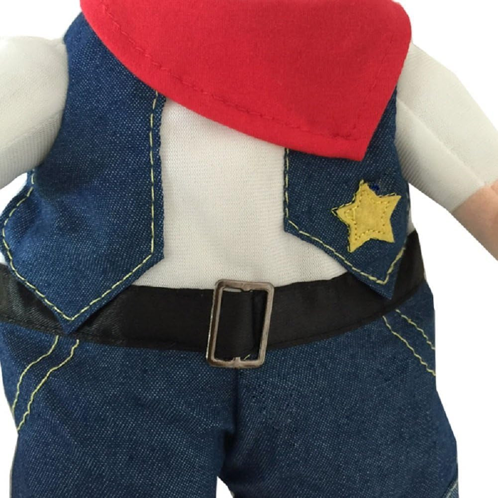 Cowboy Costume with Hat for Cat and Small Dog - Halloween Clothes (Large) Blue