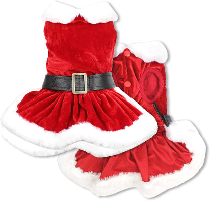 Dog Christmas Dress – Pet Xmas Dog Dress – Mrs. Santa Claus Dog Costume – Red Velvet Skirt Small Dog Dress – Winter Fall Dog Clothes - Holiday Christmas Outfit for Large Dogs Girl - 2XL