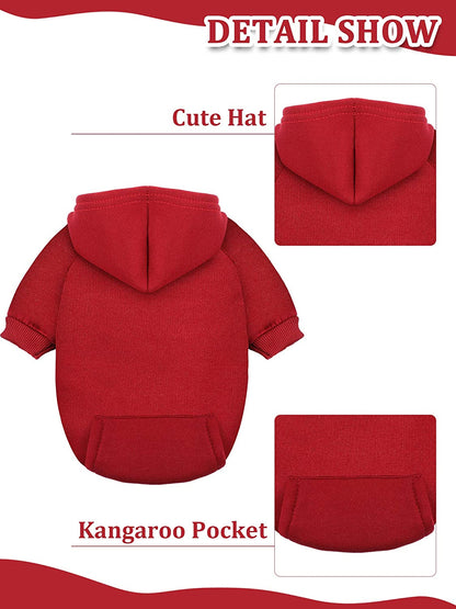 4-Piece Small Dog Sweater Set - Dog Hoodie Clothes with Hat for Small Dogs, Chihuahua, Winter Warm Hoodies & Coat Sweater Shirt(M)