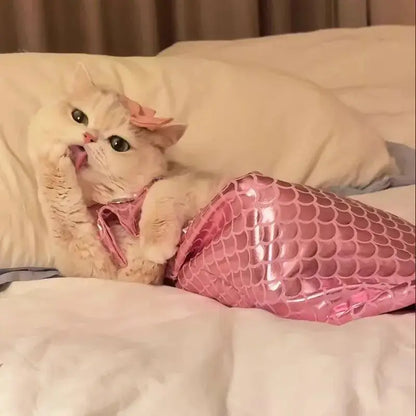 TONG Pet Cat Mermaid Pet Costume Dog Dresses Fish Tail Design Cute Bikini Dog Summer Pet Halloween Clothing Cat Mermaid Costume