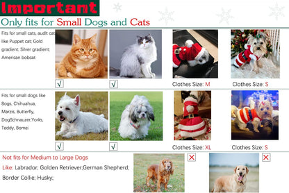 Dog Christmas Dresses Cat Xmax Suits Small Pet Haliday Outfits Winter Warm Clothes (Red, S)