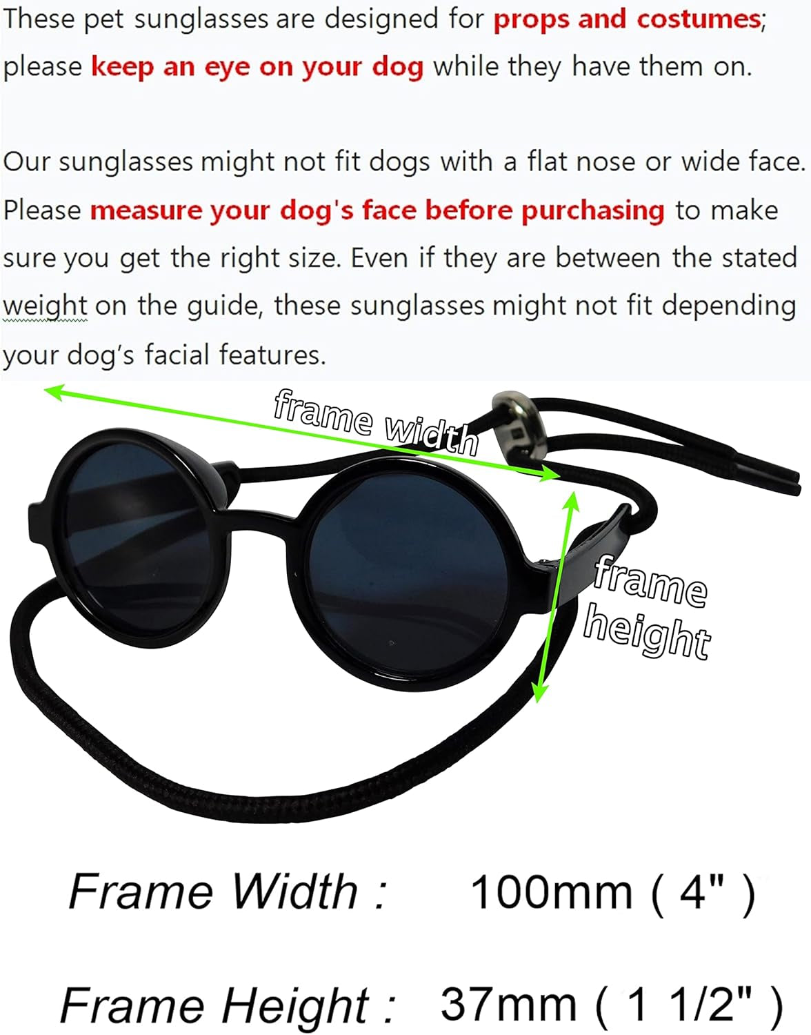 G016 Small Breed Dog up to 15Lbs Pet Cat round Tiny Sunglasses (Black)