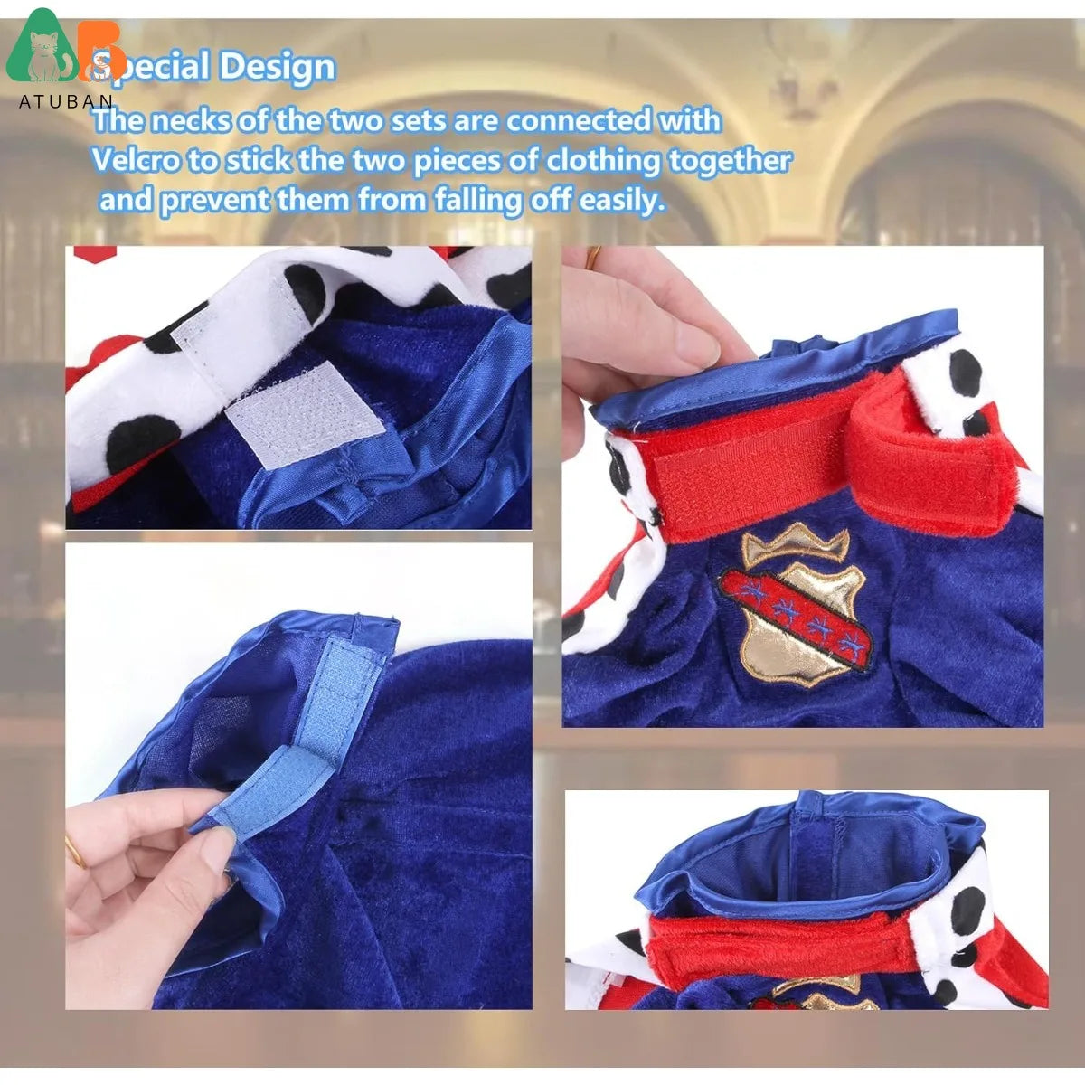 King Dog Costume Prince Royal Dog Cape Crown Velvet Lord Pet Outfits Clothes for Cat Dog Cosplay Party Holiday Funny Dress Up