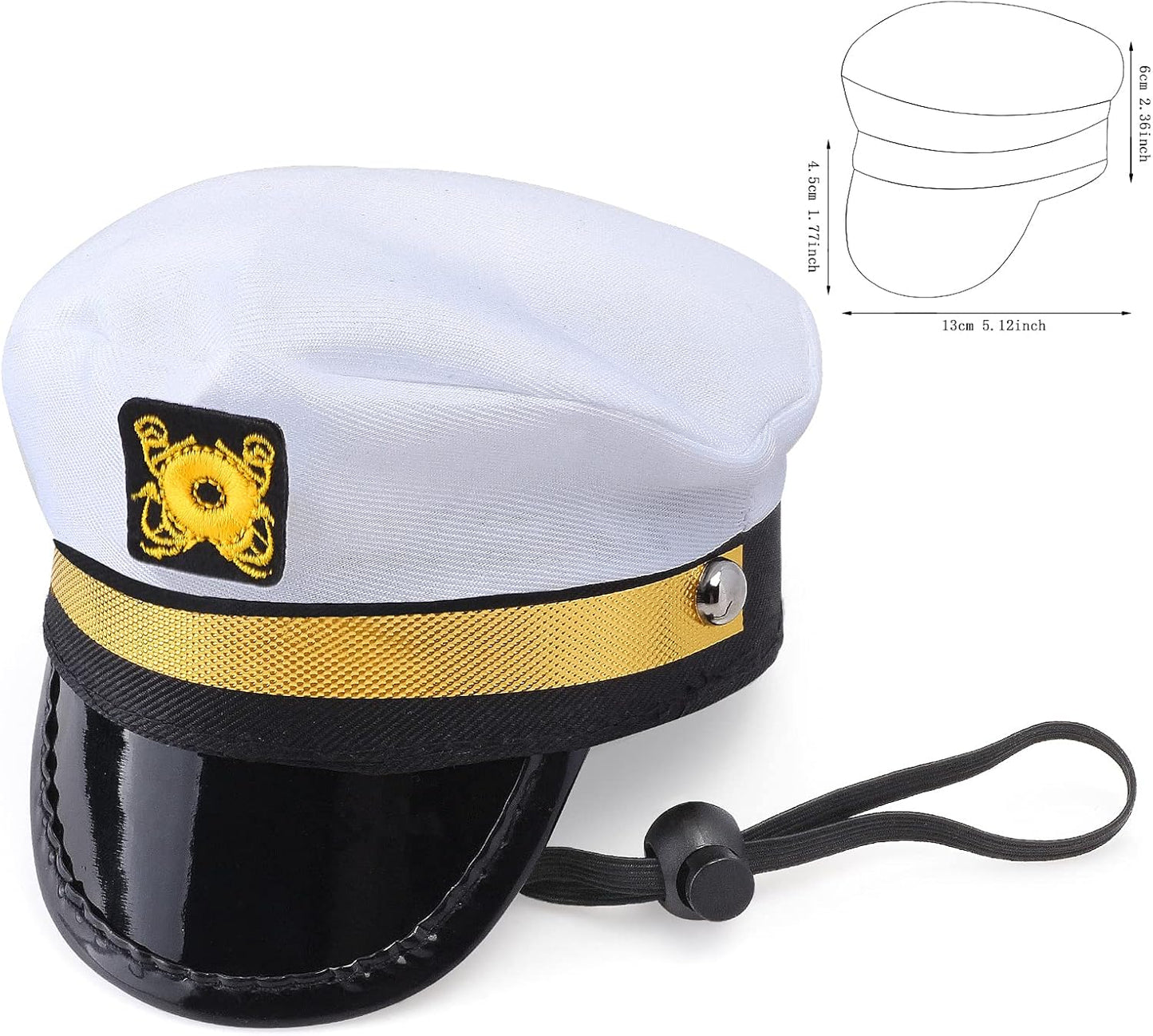 Pet Captain Sailors Costume Set Dog Cat Sea Captain Hat with Pet Anchor Triangle Bibs Scarf for Cat Puppy Navy Halloween Cosplay Costume Accessories Photo Props (White-A)
