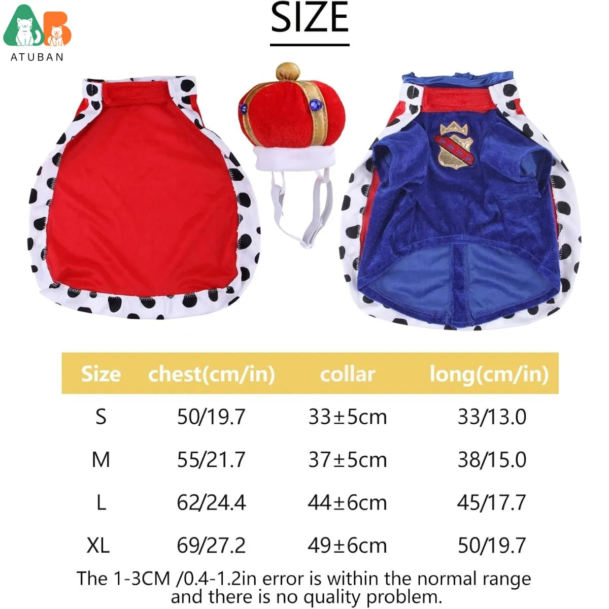 King Dog Costume Prince Royal Dog Cape Crown Velvet Lord Pet Outfits Clothes for Cat Dog Cosplay Party Holiday Funny Dress Up